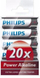 Bateri alkaline Philips PowerLife AA, paketim 20 copë, 1.5V, argjendtë