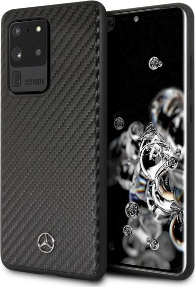 Kapak mbrapa Mercedes Benz Carbon Fiber për Samsung Galaxy S20 Ultra, TPU i butë, i zi