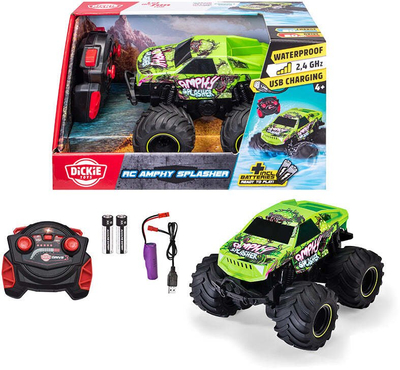 Makinë me telekomandë Dickie RC Amphy Splasher, 4x4, 2.4GHz, jeshile