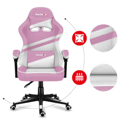Karrige gaming Huzaro Force 4.4 Pink Mesh, ergonomike, mban deri 130 kg, rozë me të bardhë