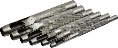 Set zgërdhola për lëkurë GEKO, 6 copë, vrima 2.8 deri 8 mm
