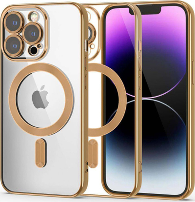 Mbrojtëse telefoni Tech-Protect MagShine për iPhone 14 Pro, MagSafe, transparente gold