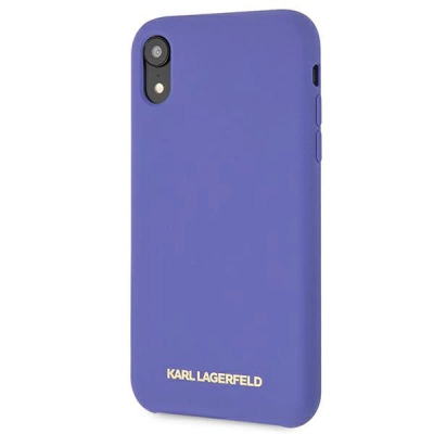 Заштитна маска за телефон Karl Lagerfeld KLHCI61SLVOG за iPhone XR, силикон, виолетова