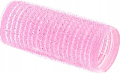 Rula flokësh Flat Velcro, 2.5 cm, set me 12 copë, rozë