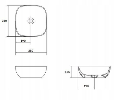 Lavabo mbi banak Cersanit Larga, katrore 38x38 cm, matt, jeshile