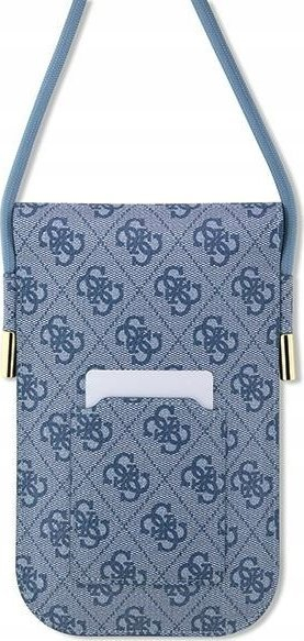 Çantë për smartphone Guess 4G Metal Script Logo GUOWBP4SNSB, lëkurë ekologjike, rrip i rregullueshëm, blu