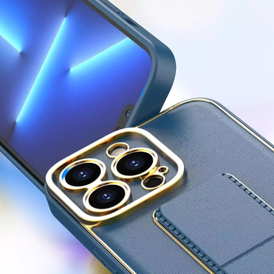 Kuti mbrojtëse me këmbë për iPhone 13 Pro Max, silikoni, e zezë
