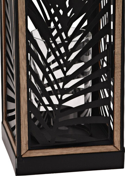 Fener dekorativ Atmosphera Foliage, metal H39cm, për qirinj, i zi
