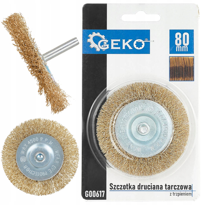 Furçë teli rrethore GEKO G00617, 80mm, fibra bronzi, me shpinë