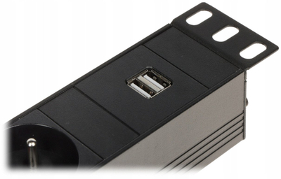 Енергетски панел за шкаф Power PD-6/R-USB, 6 излези, 2x USB, 1.8m, црн