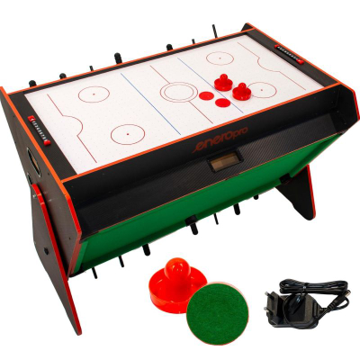 Tavolinë lojrash Onepro Rotating 3 in 1, bilardo, foosball edhe air hockey, 121 x 84.5 x 85.3 cm, e zezë me ngjyra