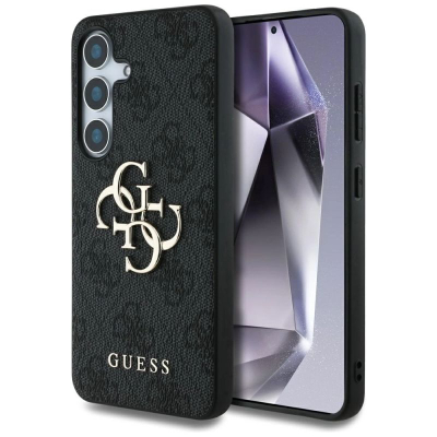 Kapak telefoni Guess GUHCS25S4GMGGR për Samsung S25, PU, logo e madhe, i zi