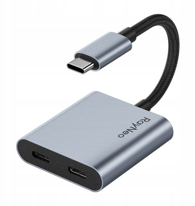 Adapter USB XREAL Games 56775-0, USB-C në USB-C x2, 4K 60Hz 100W, argjend