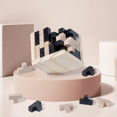 Lojë logjike druri Kubiku 24742, 52 blloqe, puzzle 3D, shumëngjyrëshe
