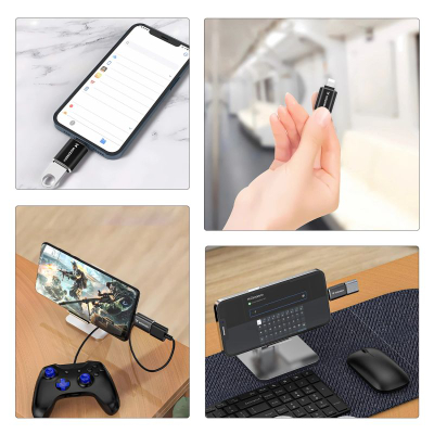 Adapter OTG Wozinsky WALA-01, Lightning në USB-A, për iPhone dhe iPad, i zi