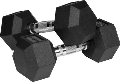 Set hantellash Rebel Active, 2x9 kg, gize me veshje gome, HEX