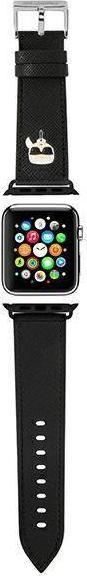 Ременче Karl Lagerfeld Ikonik Saffiano за Apple Watch 38/40/41mm, еколошка кожа, црно