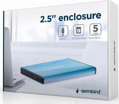 Kuti e jashtme për disqe Gembird EE2-U3S-3-B, USB 3.0, 2.5", SATA, e zezë