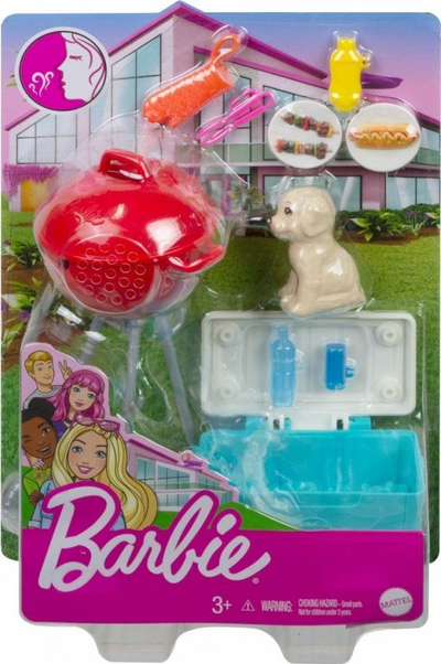 Set lodër Barbie Mini Playset, BBQ me skarë dhe qenush, shumëngjyrësh
