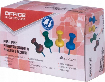 Kokëza për zyre Office Barrel Thumb Tacks, 50 copë, ngjyra përzier