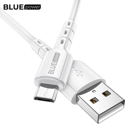 Kabllo USB Blue Power BMDU01, MicroUSB, 1m 2.4A, e bardhë