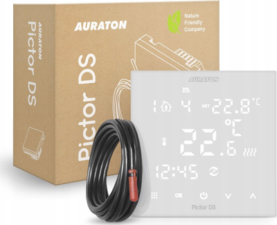 Termostat javor për mur Auraton Pictor DS, me prekje, 230V, i bardhë