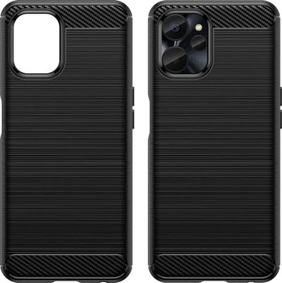 Kllëf telefoni Hurtel Carbon Case për Realme 10 5G dhe 9i 5G, silikoni i butë, pamje carbon, i zi