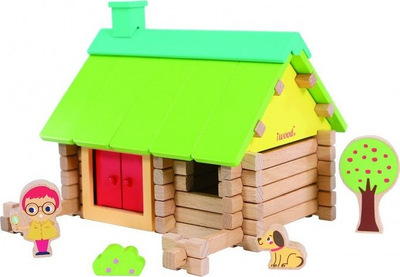 Set konstruktori druri iWood Cabin in the Woods, 61 copa, lojë edukative, shumëngjyrësh