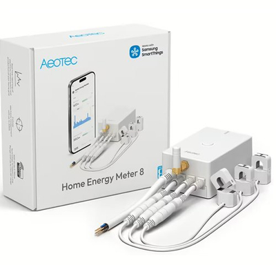 Matës energjie për shpi Aeotec Home Energy Meter 8, 3 klema 60A, Z Wave 800, i bardhë