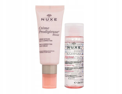 Set dhurate Nuxe Creme Prodigieuse Boost, krem per fytyre dhe uje micelar, roze