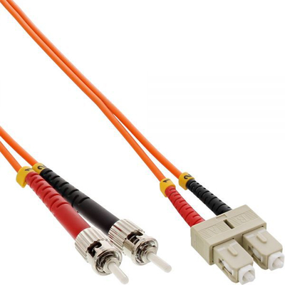 Kabllo me fibër optike InLine Patchcord SC ST, OM2 50 125µm, 1m, portokalli