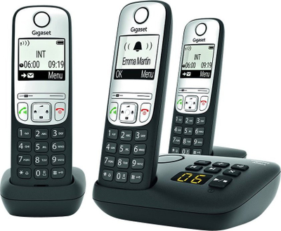 Telefoni pa tela Gigaset A690A Trio, DECT analog, me sekretari telefoni, i zi