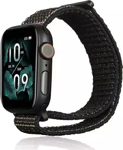Rrip ore inteligjente Beline Nylon, për Apple Watch 42 49mm, mbyllje me shirit ngjitës, i zi