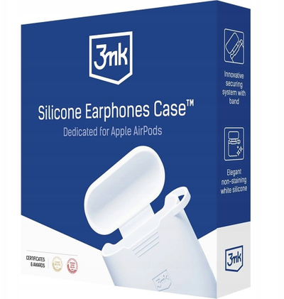 Mbulesë silikoni për kufje 3MK AirPods Pro 3, mbrojtëse për kuti karikimi, e bardhë