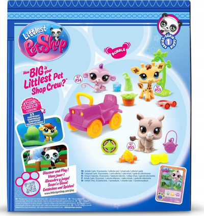 Set lojërash Littlest Pet Shop Safari Adventure, automjet dhe figura kafshësh, shumëngjyrësh