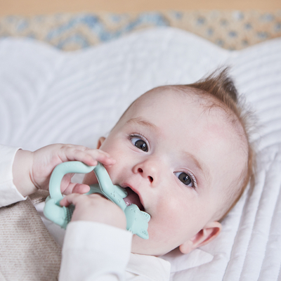 Unazë dhëmbësh b.box Jointed Teether, silikon ushqimor, për foshnje 3m+, jeshile sage
