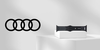 Rrip dore Audi me figura gjeometrike nga silikon për Apple Watch 4 5 6 7 8 9 10 SE, 40 41 42mm, i zi