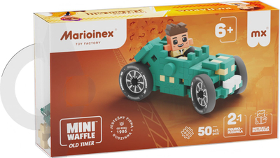 Lodra konstruktore Marioinex Mini Waffle Cars, 50 copa, makinë vintage, blu me jeshile