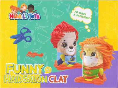 Set lodër plastelinë Hua Li Toys Funny Hair Salon, 6 ngjyra, aksesorë parukerie, shumëngjyrësh