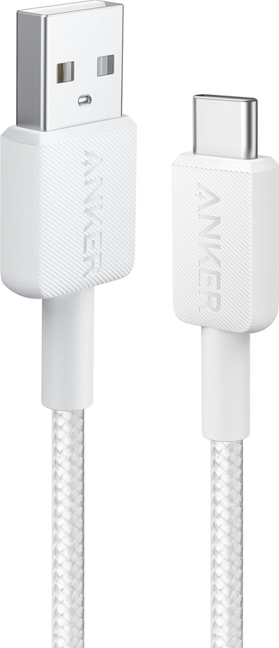 Kabllo Anker 322 USB A në USB C, 1.8m, e gërshetuar, e bardhë