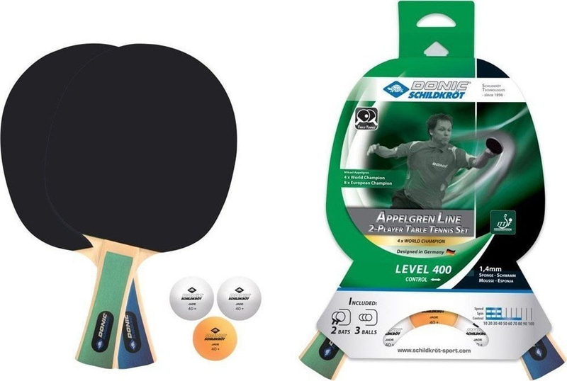 Set raketa pingpongu Donic Appelgren 400, 2 raketa, 3 topa