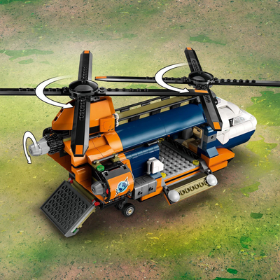 Set lodër LEGO City Jungle Explorer Helicopter at Base Camp, helikopter shpëtimi, bazë kampi, shumëngjyrësh