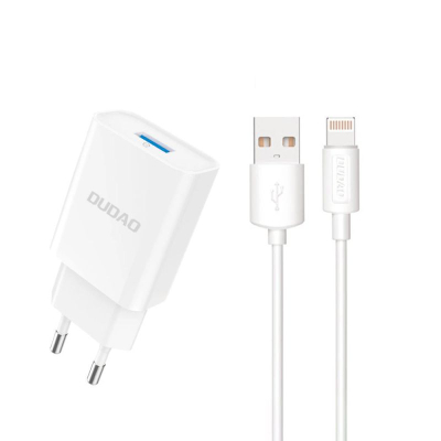 Karikues muri Dudao A4EU, USB A 2.1A 10W, kabllo USB A Lightning, i bardhë