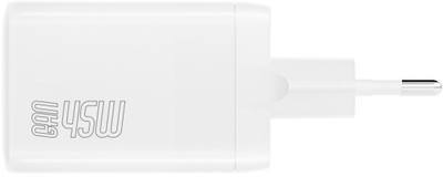 Ѕиден полнач 4smarts PDPlug Dual 540400, 45W GaN, 2 USB-C порти, бел