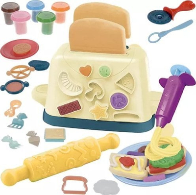 Set lodrash kuzhine me tostier, shiringë paste dhe plasticinë, 5 ngjyra