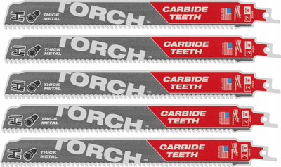 Set tehe sharre reciproke Milwaukee TORCH, 9", dhëmbë karbidi, 5 copë