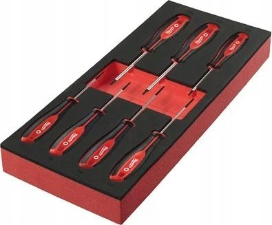 Set kaçavidash Torx Milwaukee Screwdriver TX Set 1 Foam, 7 copë, me shkumë për organizim, kuqe e zezë