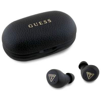 Kufje wireless Guess PU Grained ENC TWS, me kuti karikimi, të zeza