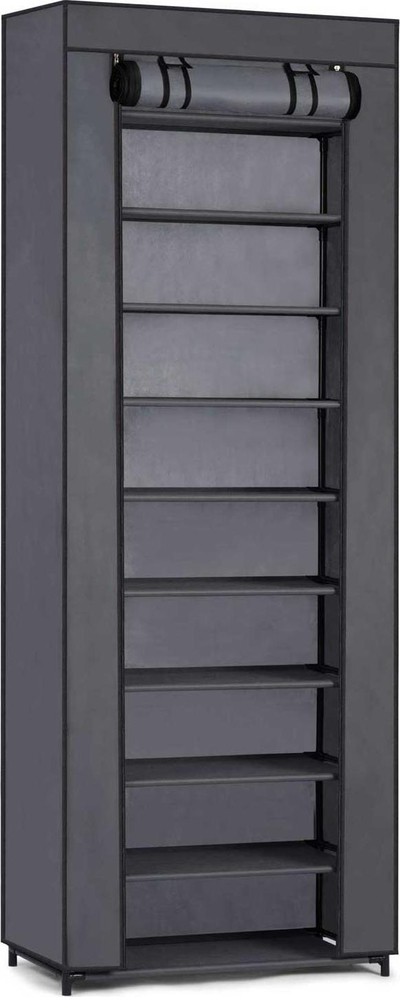 Ормар за чевли Massido Textile Shoe Cabinet, 10 рафтови, 28 x 58 x 175 cm, графит