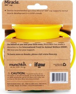 Gotë trajnimi Munchkin Miracle 360 WildLove, 177ml, pa BPA, elefant shumëngjyrësh